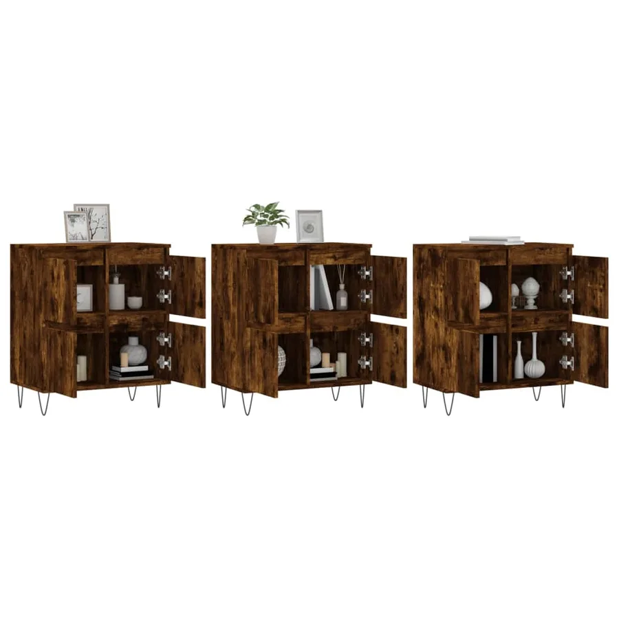 Buffets 3 pcs Chêne fumé Bois d'ingénierie - 3