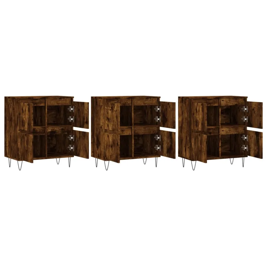 Buffets 3 pcs Chêne fumé Bois d'ingénierie - 4