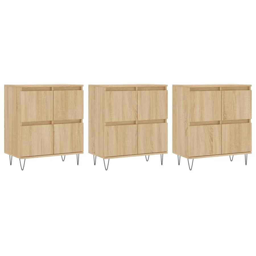 Buffets 3 pcs Chêne sonoma Bois d'ingénierie - 2