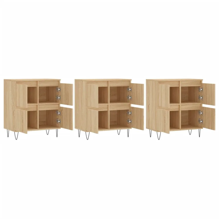 Buffets 3 pcs Chêne sonoma Bois d'ingénierie - 4