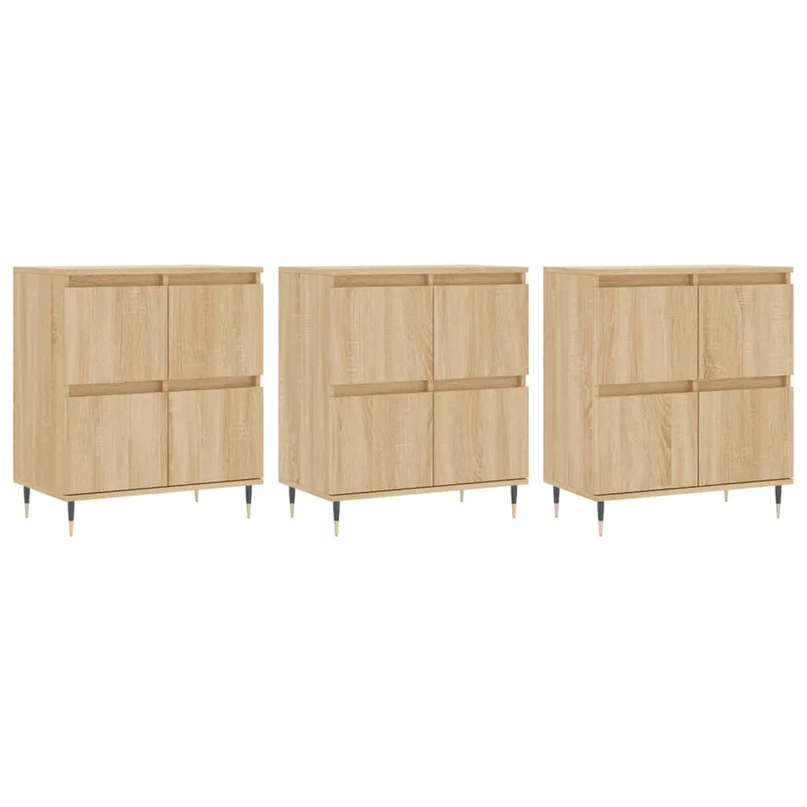 Buffets 3 pcs Chêne sonoma Bois d'ingénierie - 2