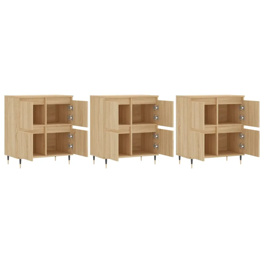 Buffets 3 pcs Chêne sonoma Bois d'ingénierie - 4