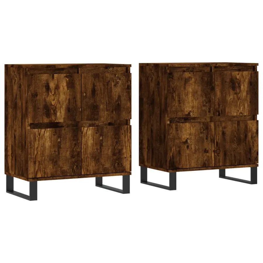 Buffets 2 pcs chêne fumé bois d'ingénierie - 2