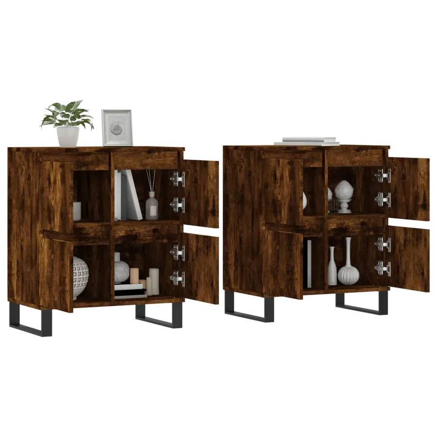 Buffets 2 pcs chêne fumé bois d'ingénierie - 3
