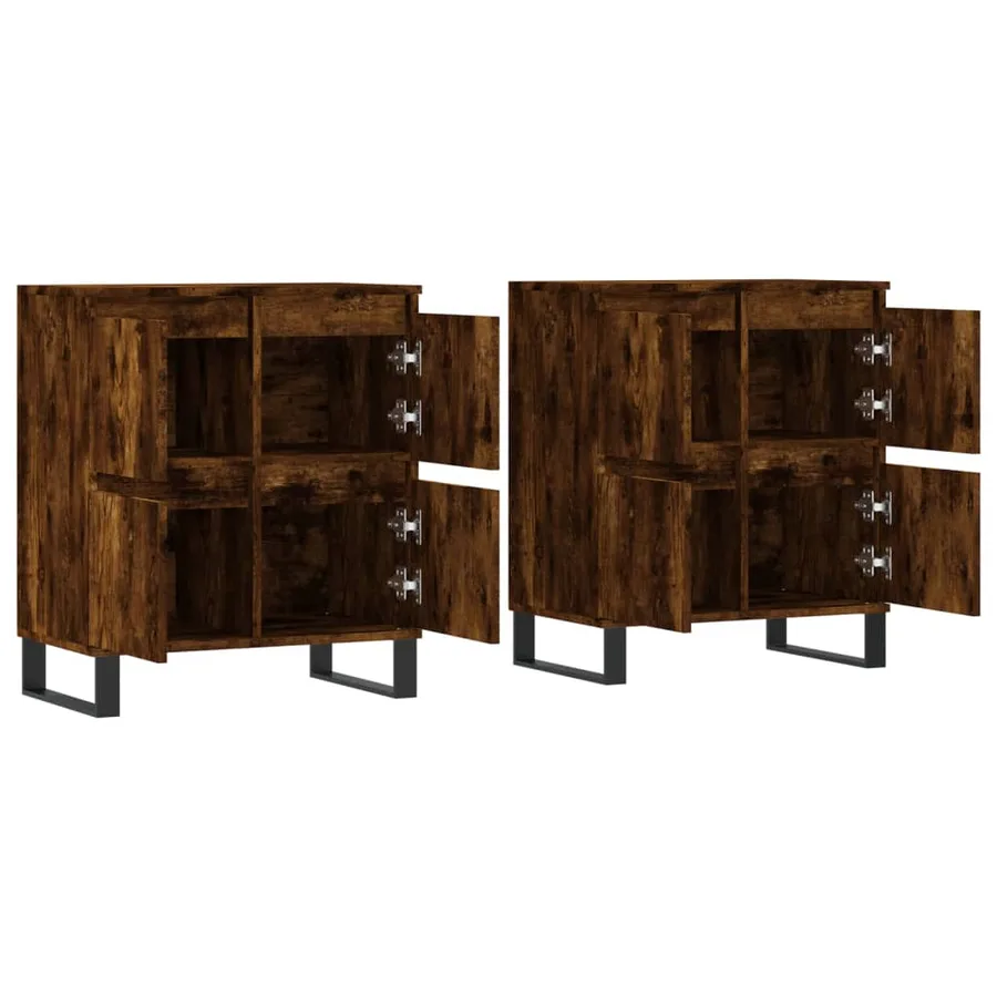 Buffets 2 pcs chêne fumé bois d'ingénierie - 4