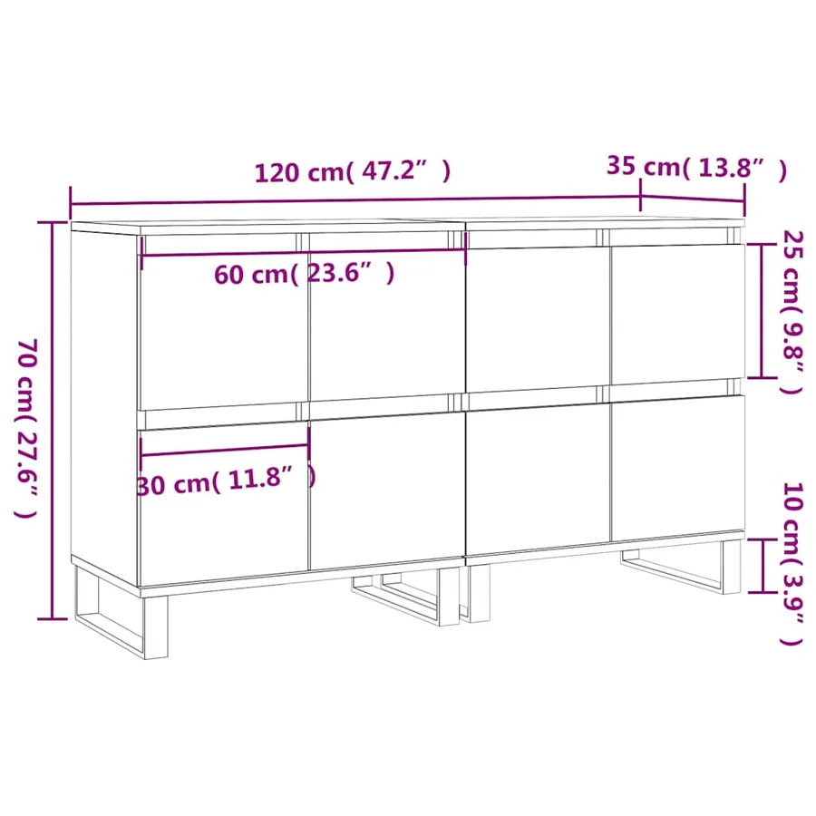 Buffets 2 pcs chêne sonoma bois d'ingénierie - 11