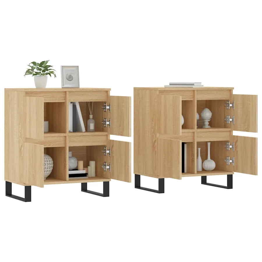Buffets 2 pcs chêne sonoma bois d'ingénierie - 3