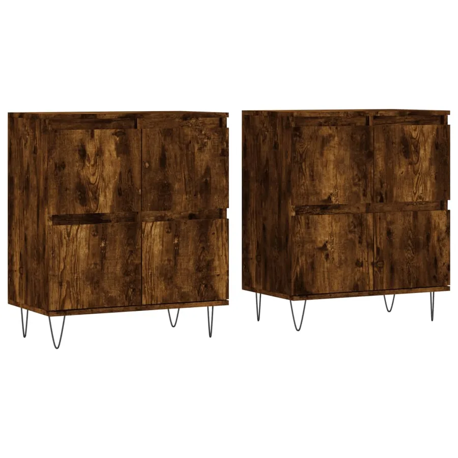 Buffets 2 pcs chêne fumé bois d'ingénierie - 2