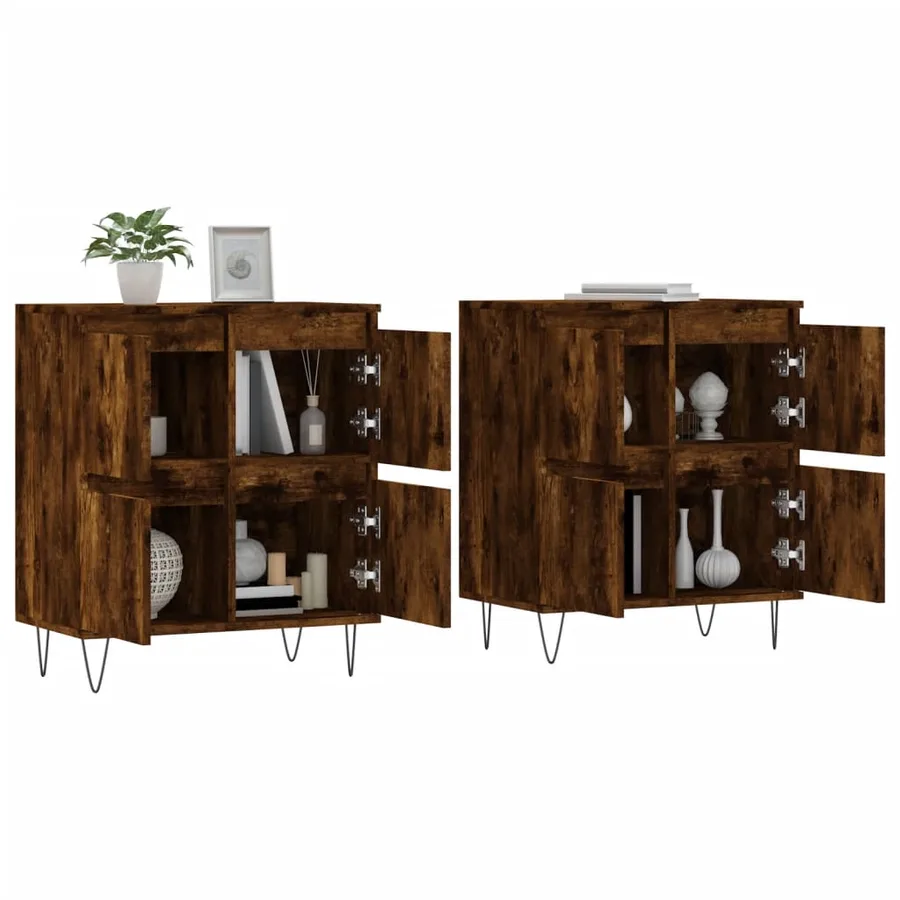 Buffets 2 pcs chêne fumé bois d'ingénierie - 3