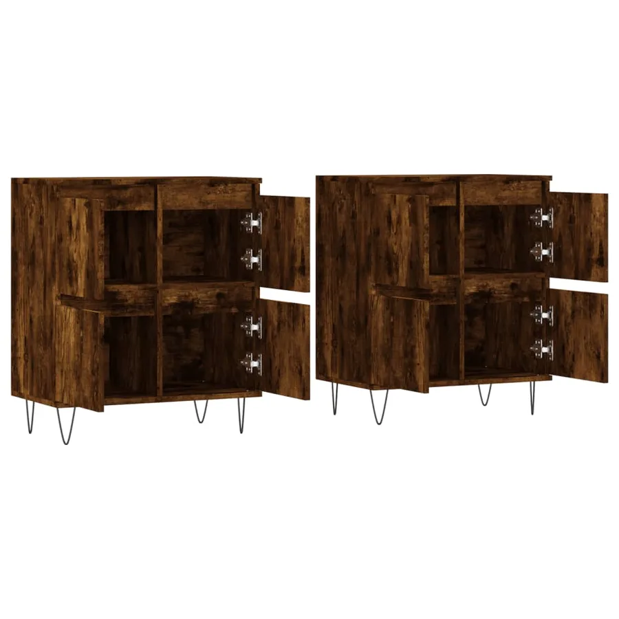 Buffets 2 pcs chêne fumé bois d'ingénierie - 4