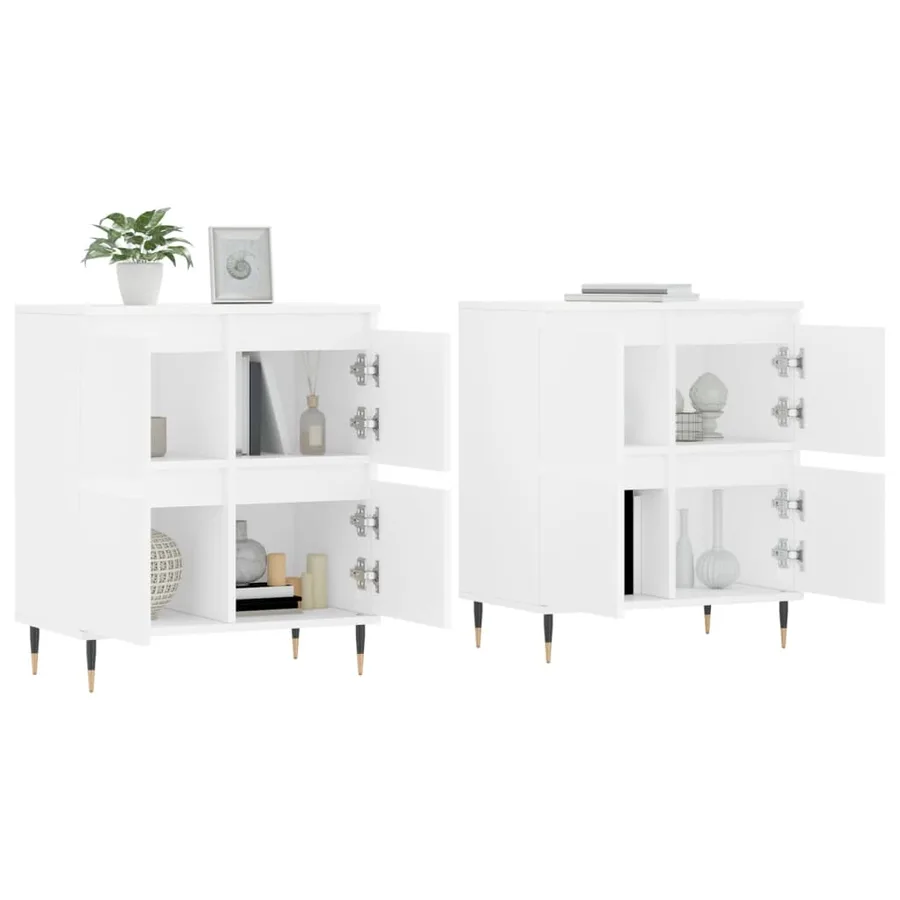 Buffets 2 pcs blanc bois d'ingénierie - 3