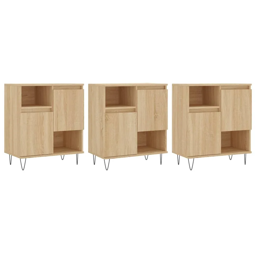 Buffets 3 pcs Chêne sonoma Bois d'ingénierie - 2