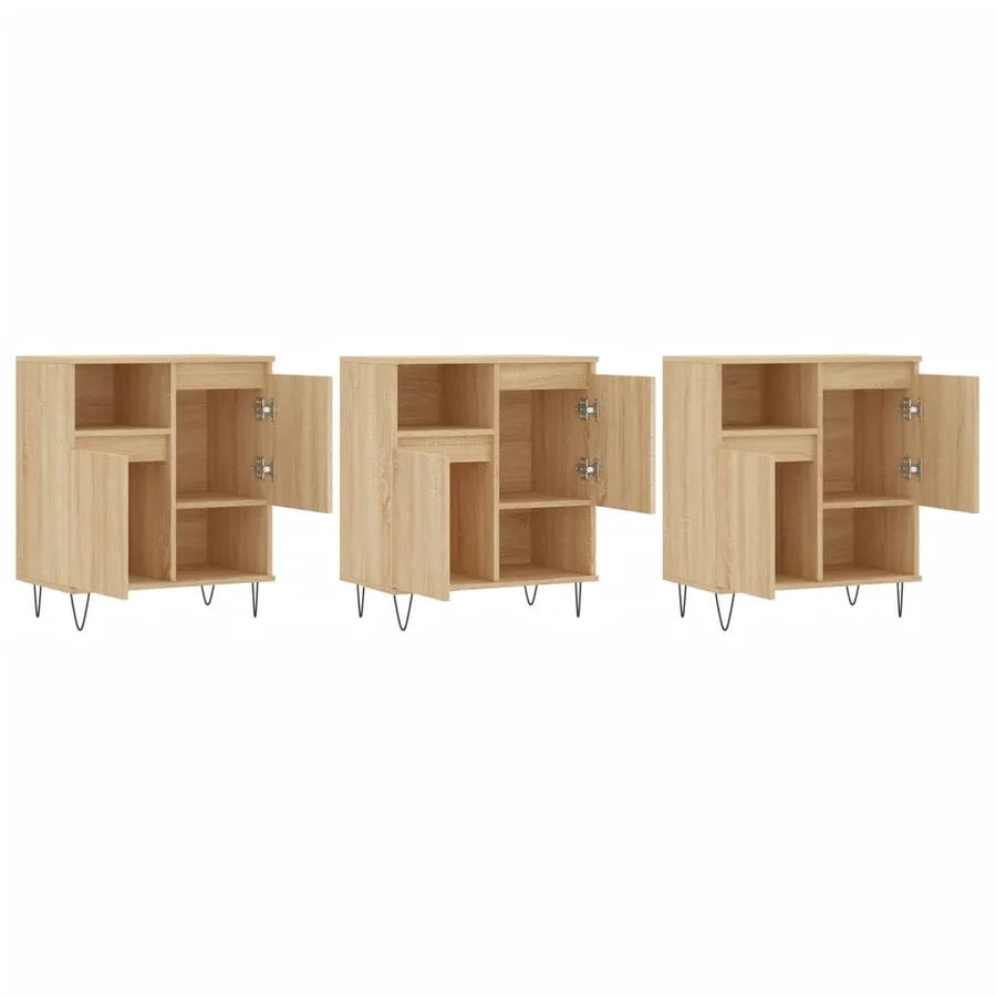 Buffets 3 pcs Chêne sonoma Bois d'ingénierie - 4