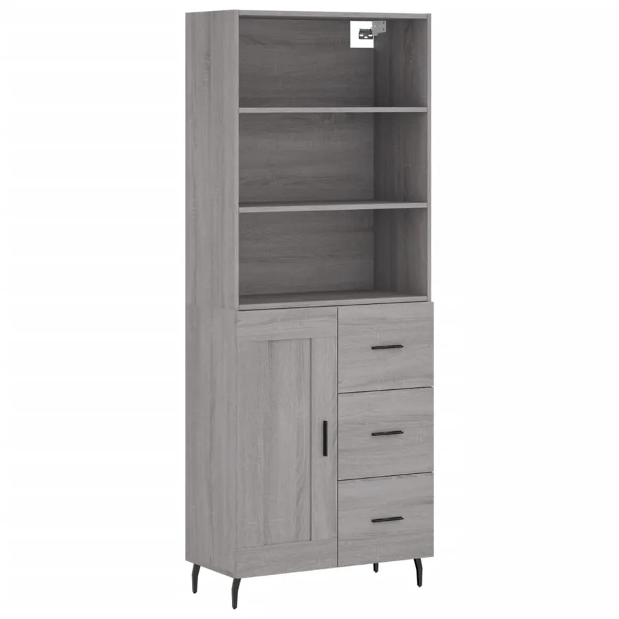 Buffet haut Sonoma gris 69,5x34x180 cm Bois d'ingénierie - 2
