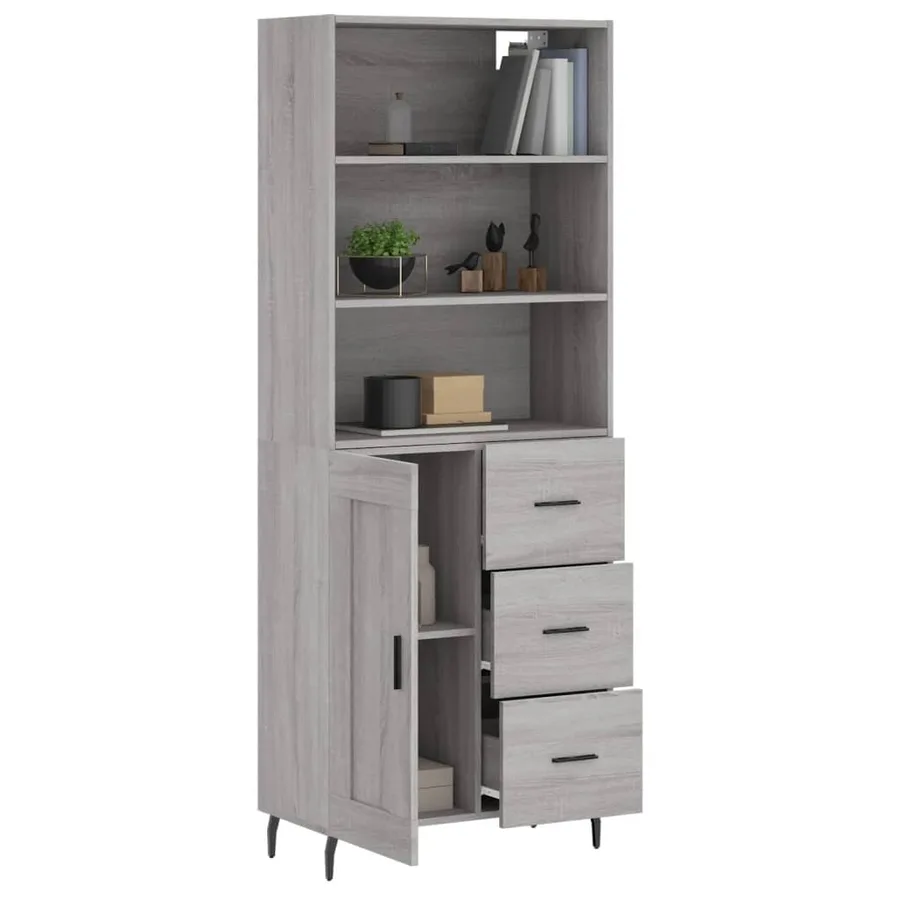 Buffet haut Sonoma gris 69,5x34x180 cm Bois d'ingénierie - 3