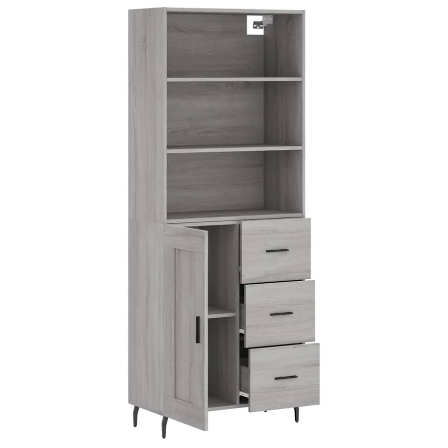 Buffet haut Sonoma gris 69,5x34x180 cm Bois d'ingénierie - 4