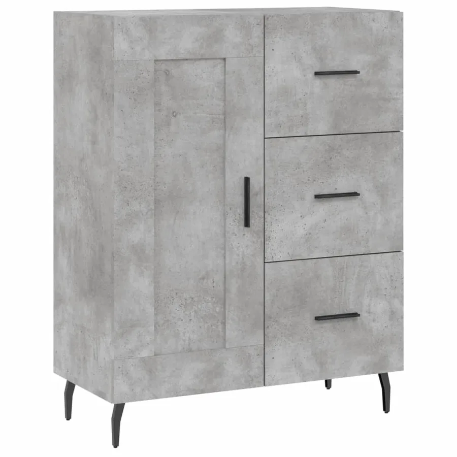 Buffet haut Gris béton 69,5x34x180 cm Bois d'ingénierie - 7