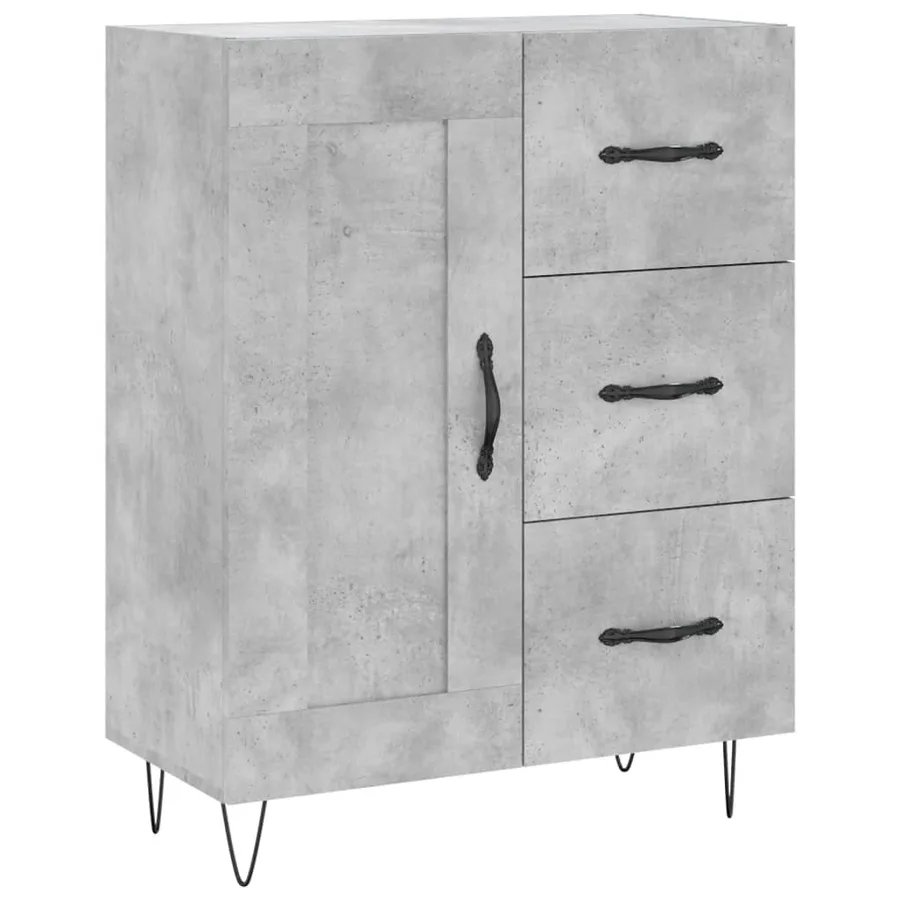 Buffet haut Gris béton 69,5x34x180 cm Bois d'ingénierie - 7