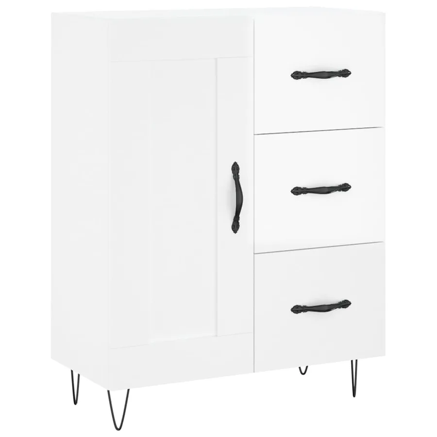 Buffet haut Blanc brillant 69,5x34x180 cm Bois d'ingénierie - 7