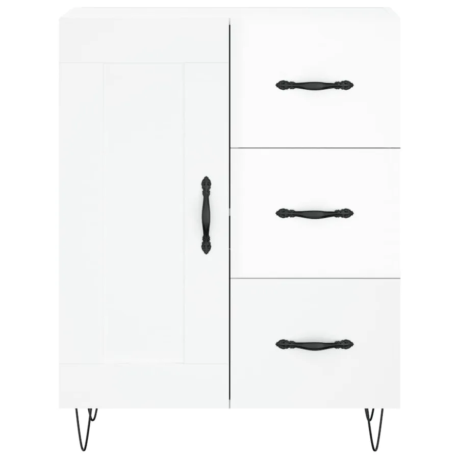 Buffet haut Blanc brillant 69,5x34x180 cm Bois d'ingénierie - 8