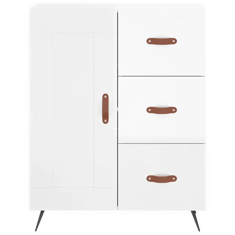 Buffet haut Blanc brillant 69,5x34x180 cm Bois d'ingénierie - 7