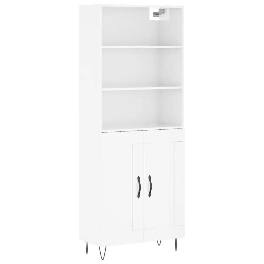 Buffet haut Blanc brillant 69,5x34x180 cm Bois d'ingénierie - 2
