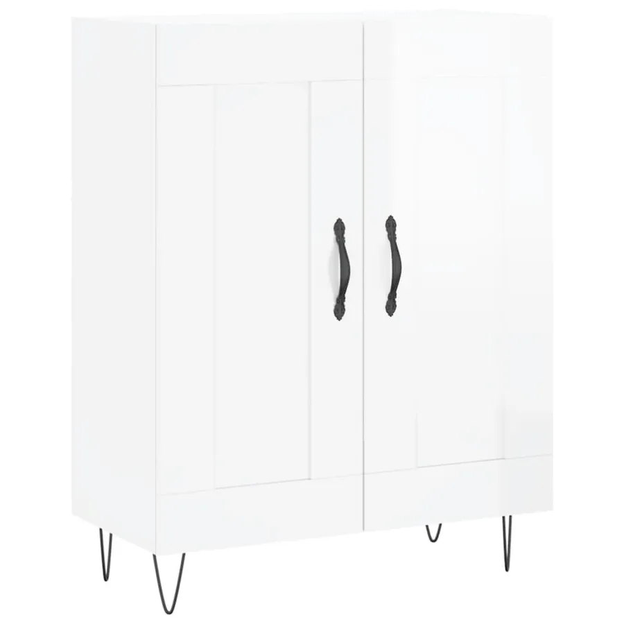 Buffet haut Blanc brillant 69,5x34x180 cm Bois d'ingénierie - 7
