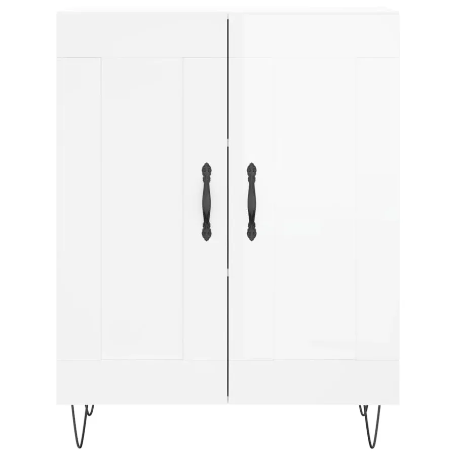 Buffet haut Blanc brillant 69,5x34x180 cm Bois d'ingénierie - 8