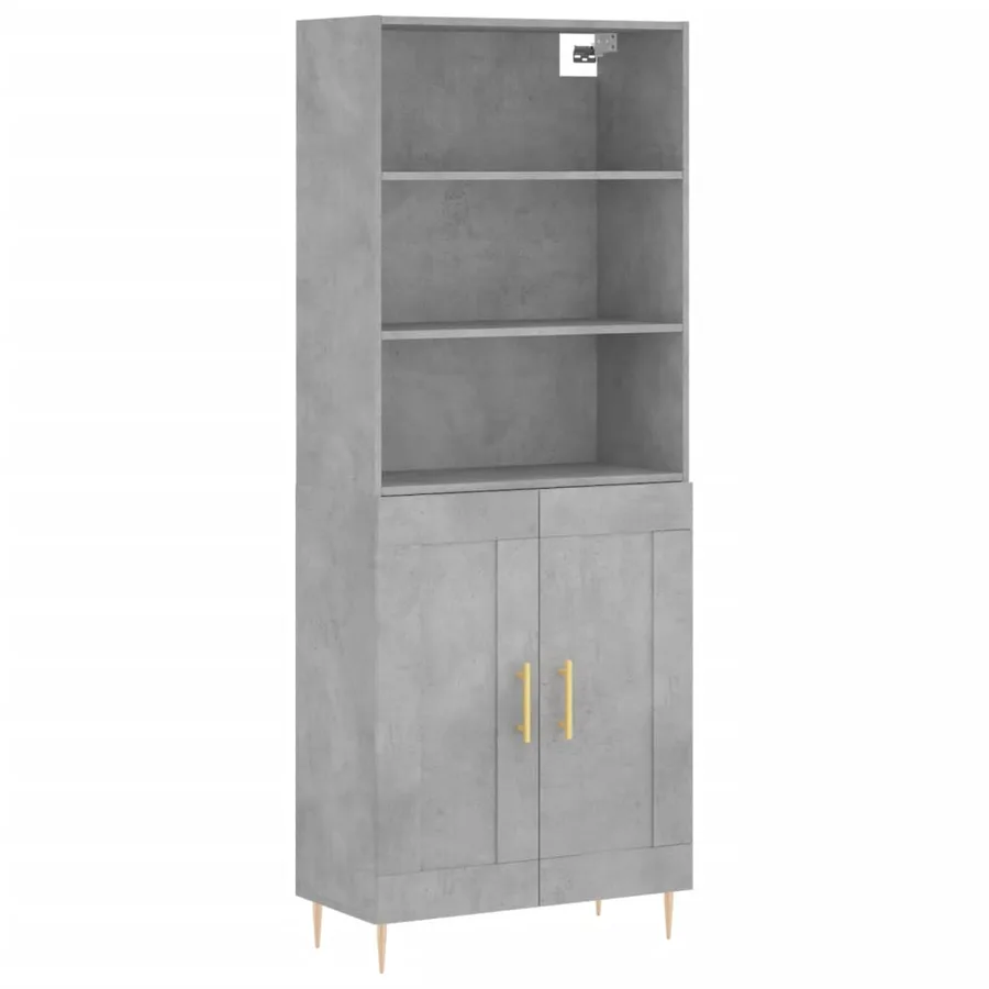 Buffet haut Gris béton 69,5x34x180 cm Bois d'ingénierie - 2