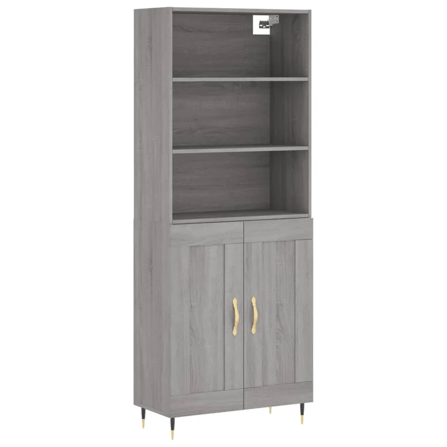 Buffet haut Sonoma gris 69,5x34x180 cm Bois d'ingénierie - 2