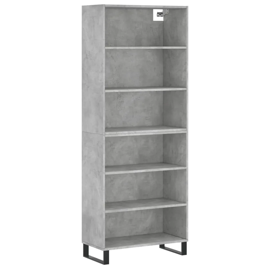 Buffet gris béton 69,5x32,5x180 cm bois d'ingénierie - 2