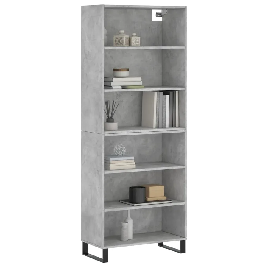 Buffet gris béton 69,5x32,5x180 cm bois d'ingénierie - 3