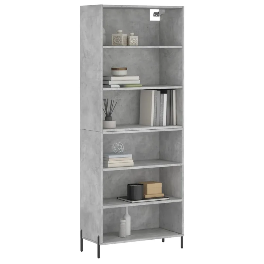 Buffet gris béton 69,5x32,5x180 cm bois d'ingénierie - 3