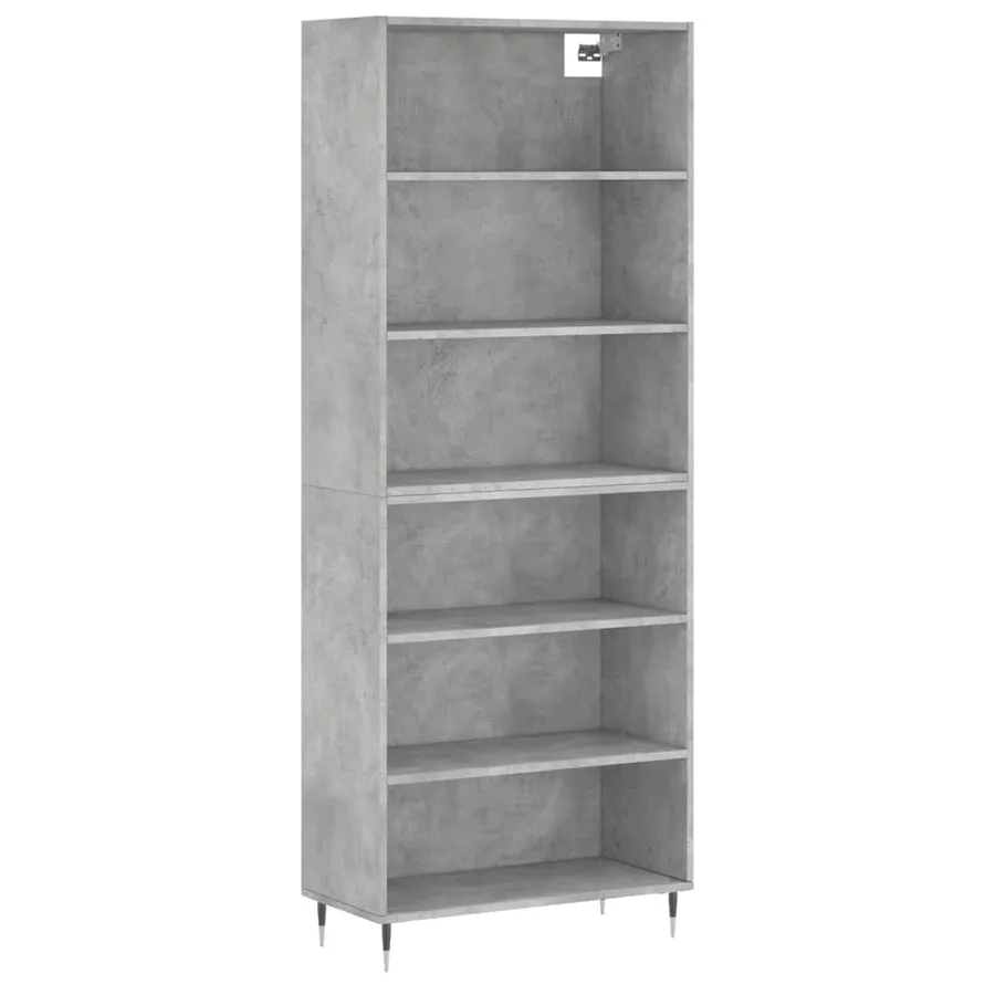 Buffet gris béton 69,5x32,5x180 cm bois d'ingénierie - 2