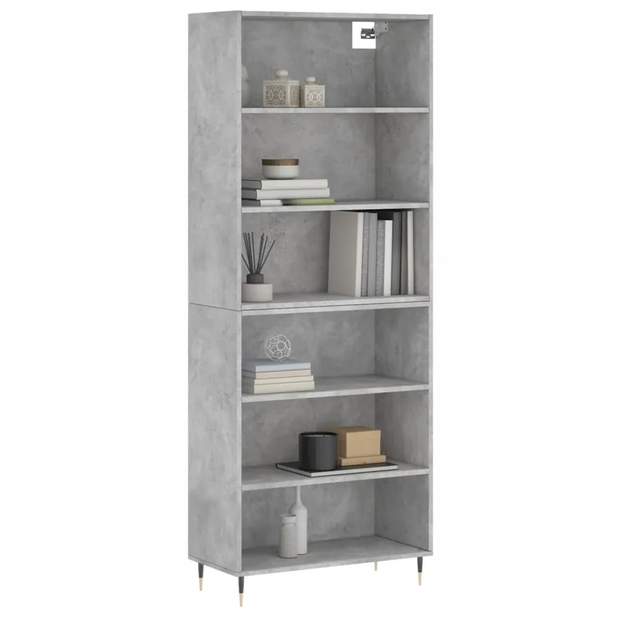 Buffet gris béton 69,5x32,5x180 cm bois d'ingénierie - 9