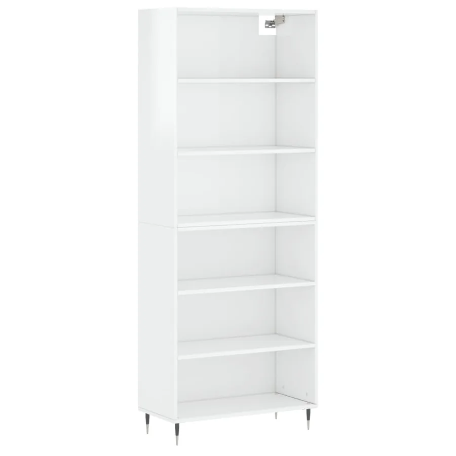 Buffet blanc brillant 69,5x32,5x180 cm bois d'ingénierie - 2