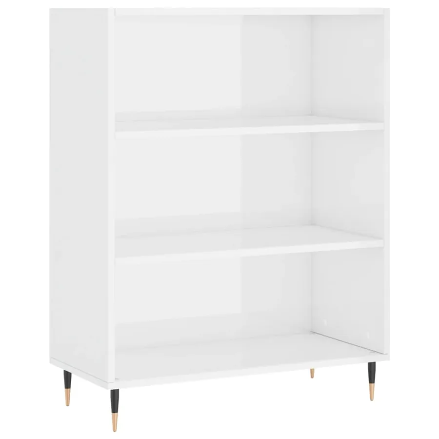 Buffet blanc brillant 69,5x32,5x180 cm bois d'ingénierie - 3