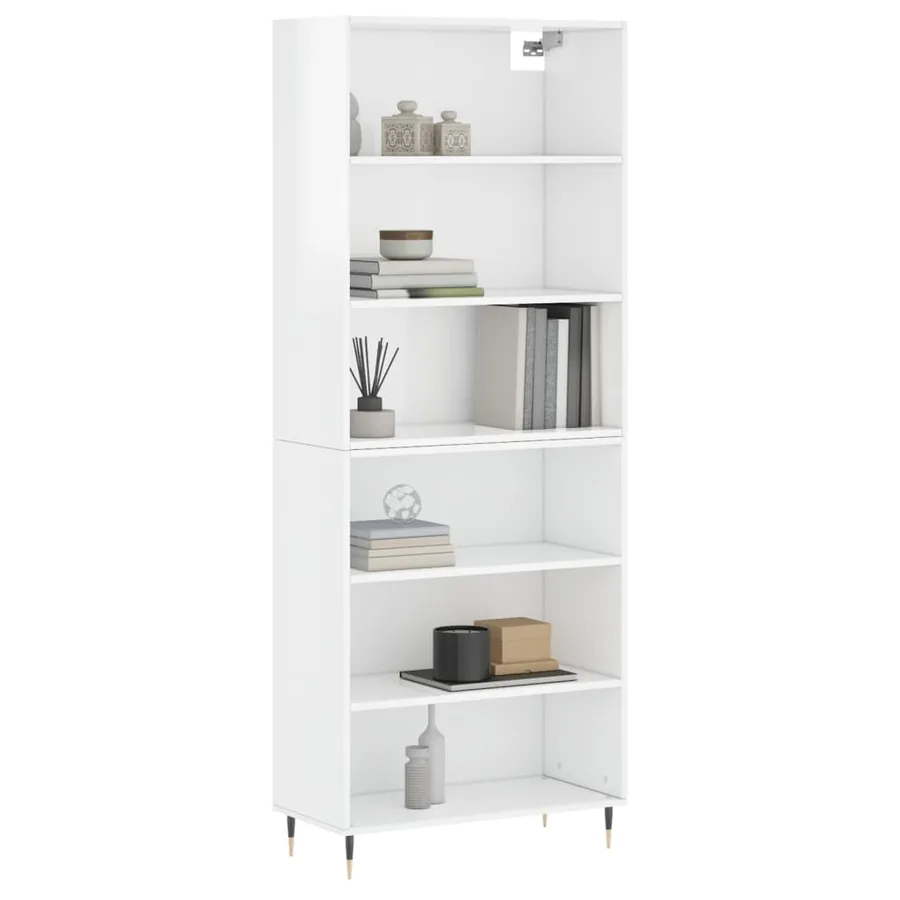 Buffet blanc brillant 69,5x32,5x180 cm bois d'ingénierie - 9