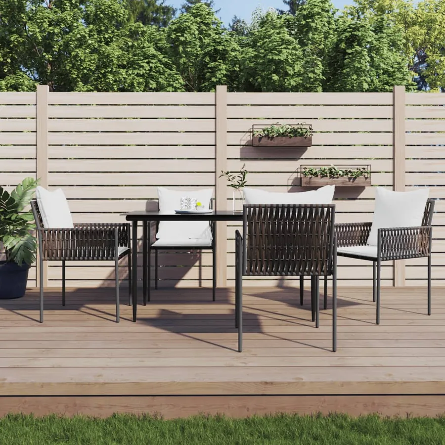 Ensemble à manger de jardin 5 pcs coussins résine tressée acier