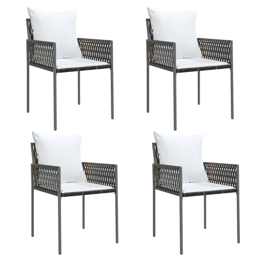 Ensemble à manger de jardin 5 pcs coussins résine tressée acier - 4