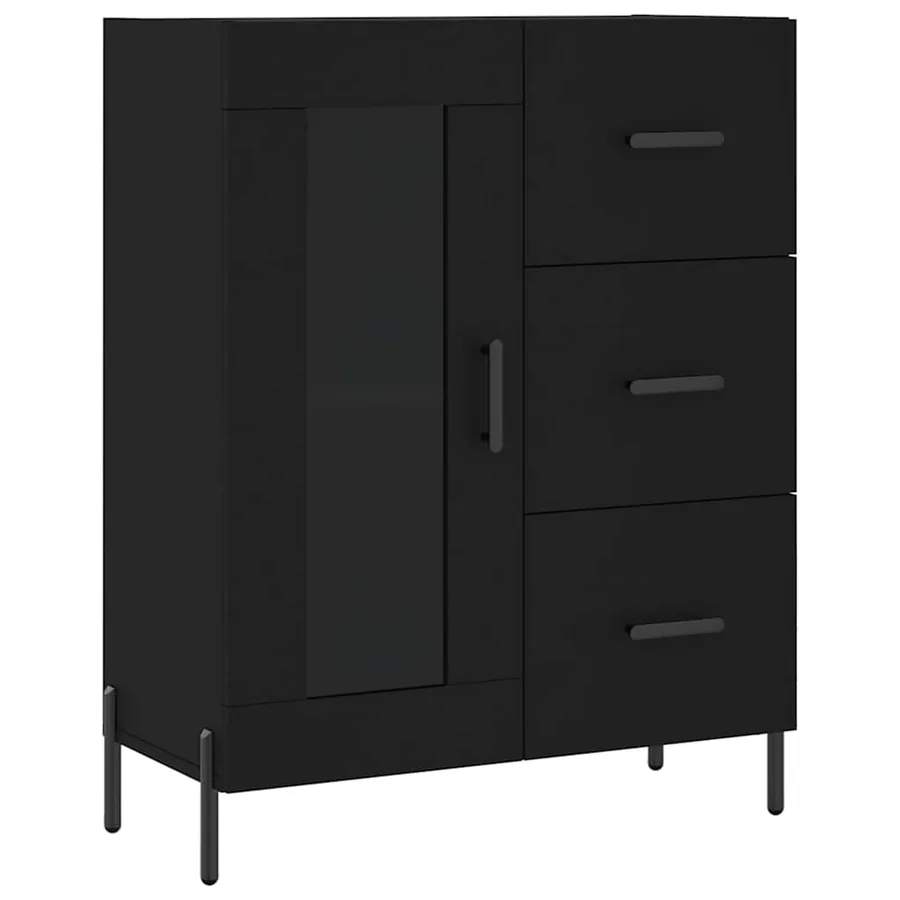 Buffet haut Noir 69,5x34x180 cm Bois d'ingénierie - 7