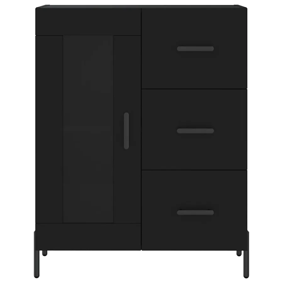 Buffet haut Noir 69,5x34x180 cm Bois d'ingénierie - 8