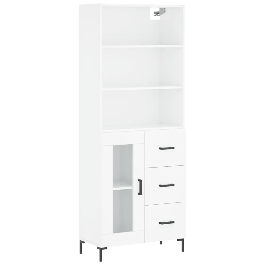 Buffet haut Blanc brillant 69,5x34x180 cm Bois d'ingénierie - 2