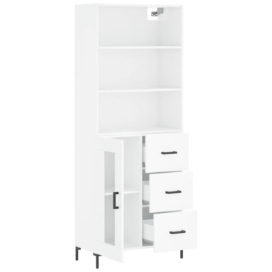 Buffet haut Blanc brillant 69,5x34x180 cm Bois d'ingénierie - 4