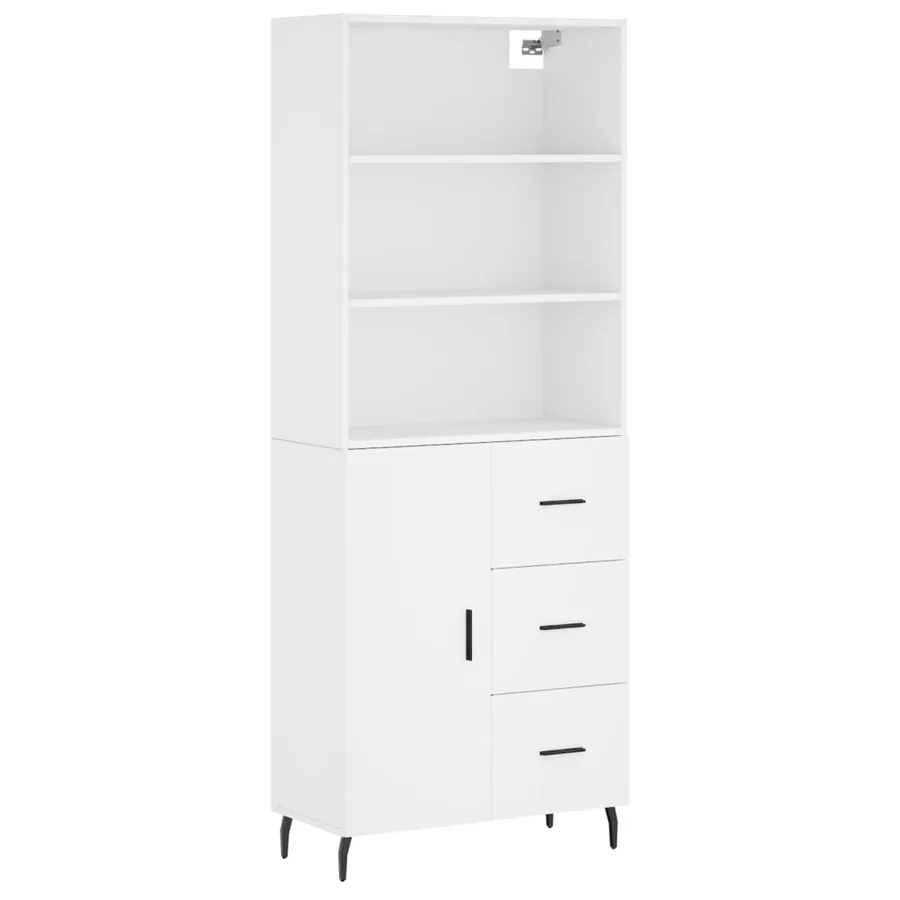 Buffet haut Blanc 69,5x34x180 cm Bois d'ingénierie - 2