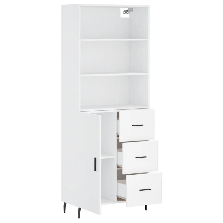 Buffet haut Blanc 69,5x34x180 cm Bois d'ingénierie - 4