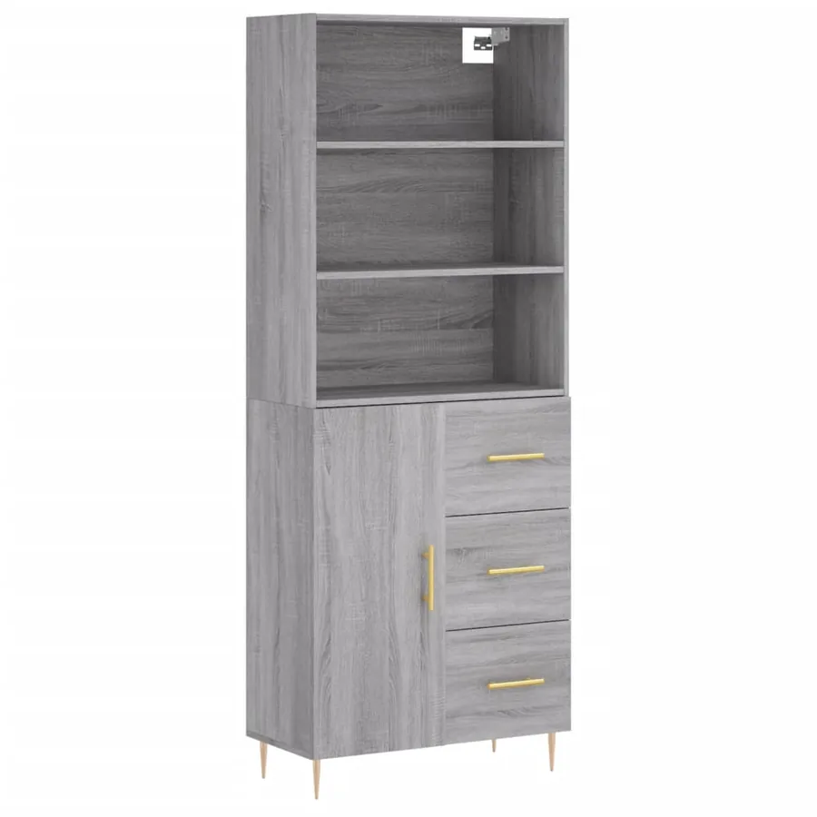 Buffet haut Sonoma gris 69,5x34x180 cm Bois d'ingénierie - 2