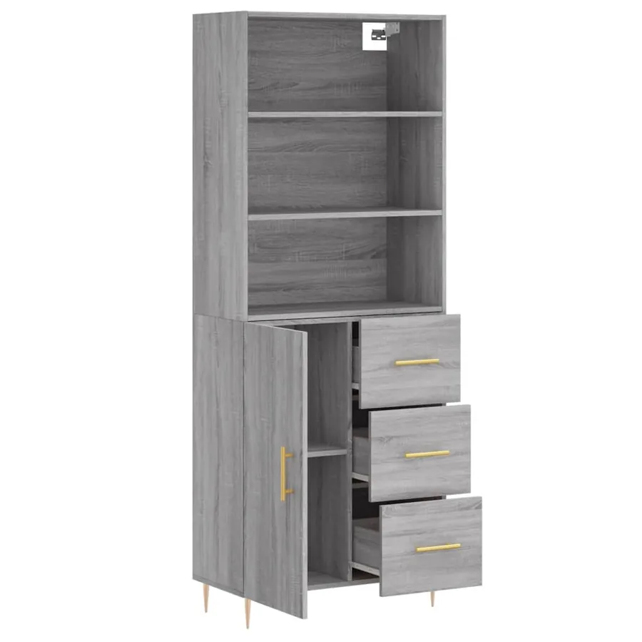 Buffet haut Sonoma gris 69,5x34x180 cm Bois d'ingénierie - 4