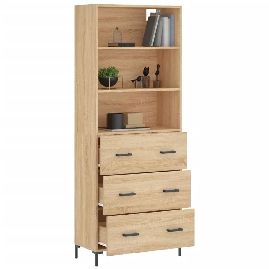Buffet haut Chêne sonoma 69,5x34x180 cm Bois d'ingénierie - 3