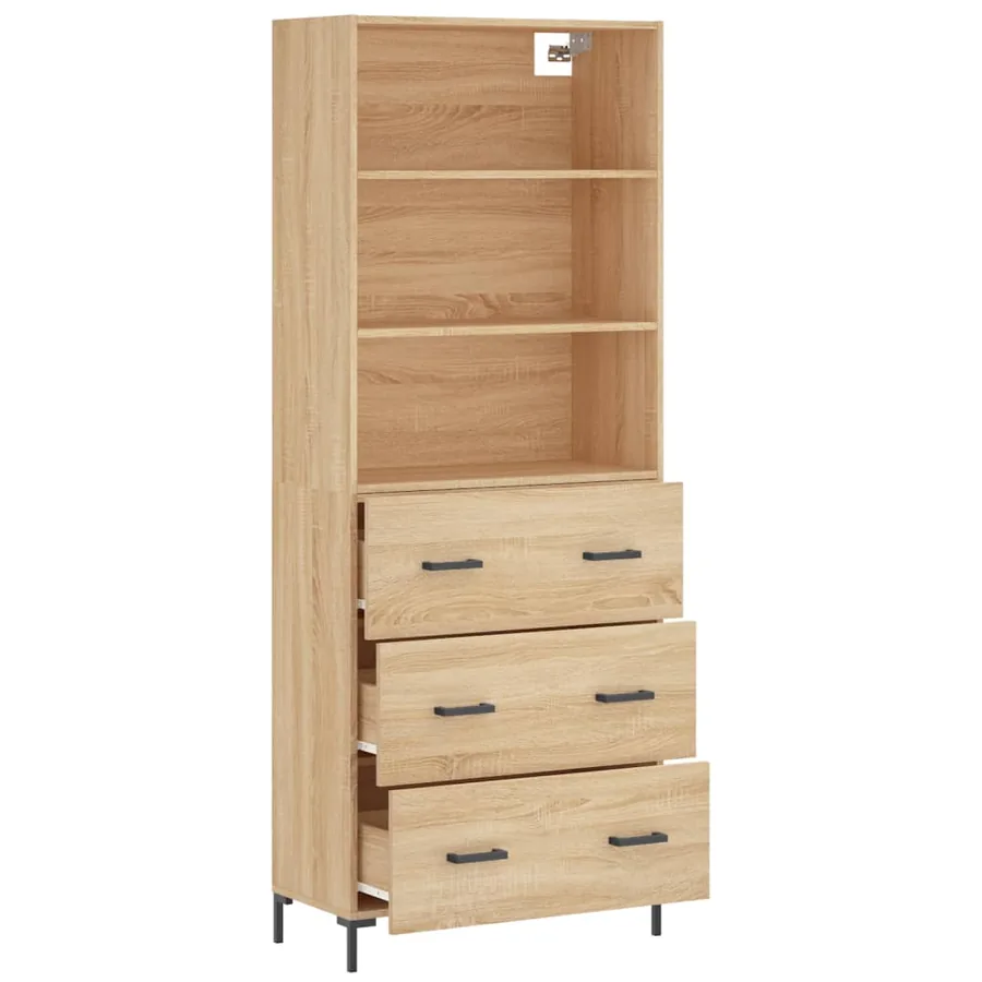 Buffet haut Chêne sonoma 69,5x34x180 cm Bois d'ingénierie - 4
